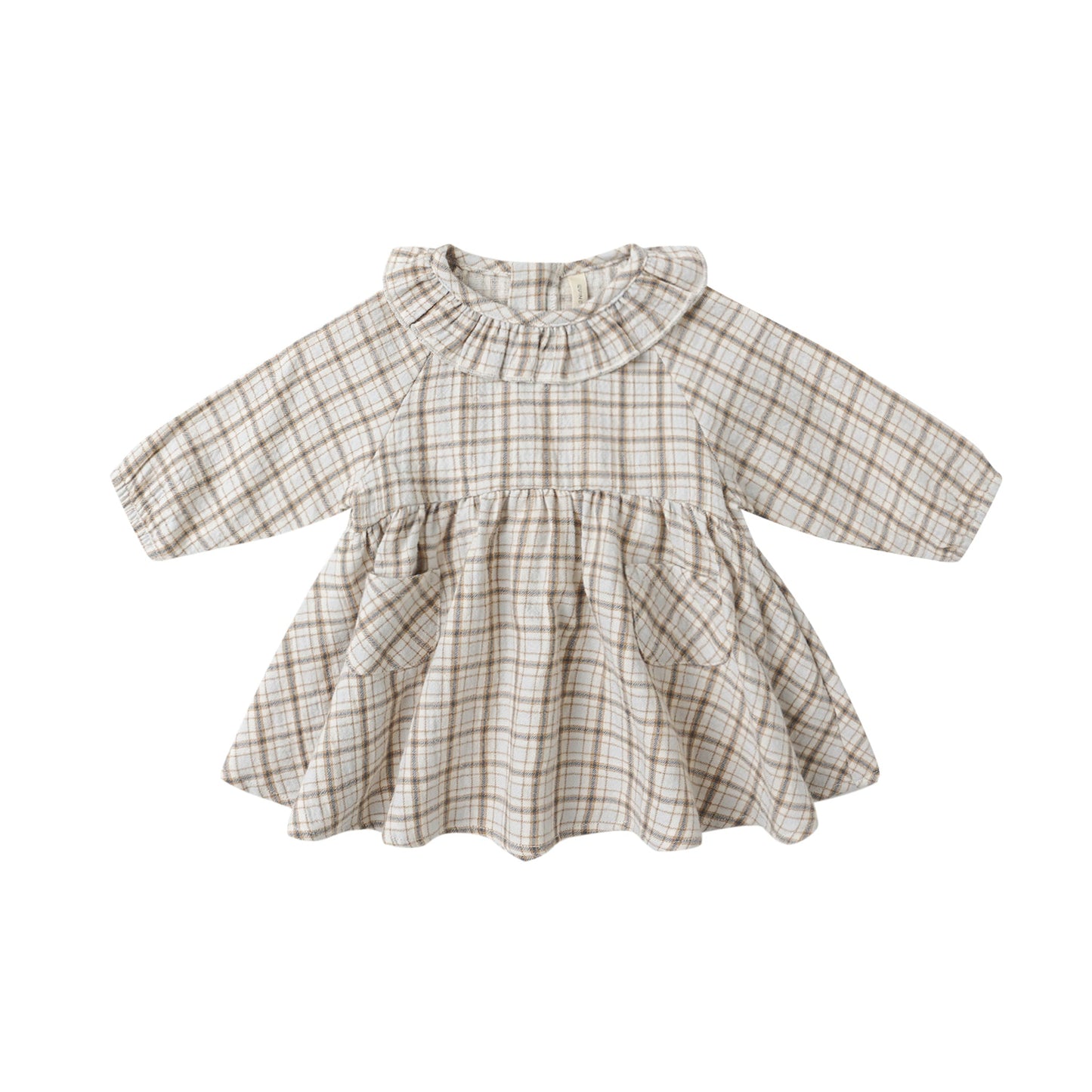 Checkered dress with long sleeves on a white background