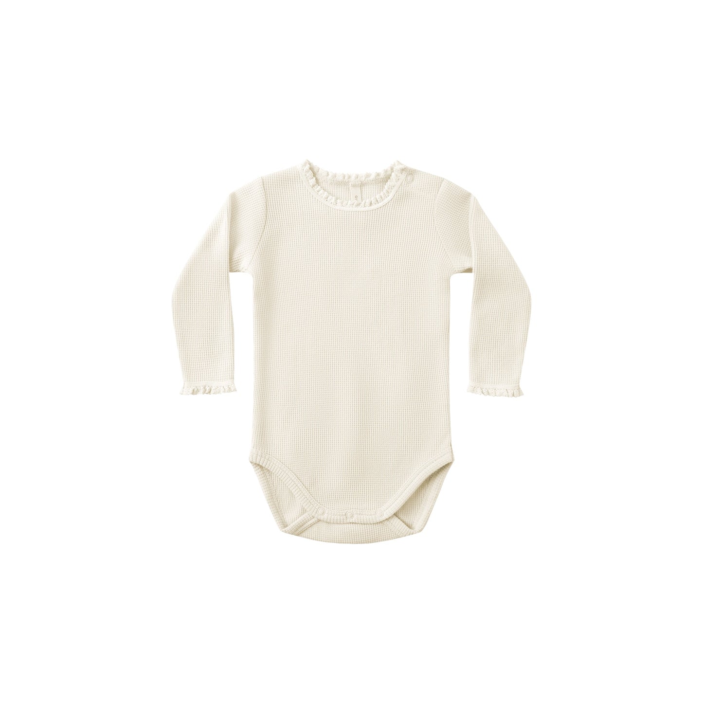 White baby bodysuit with long sleeves on a white background