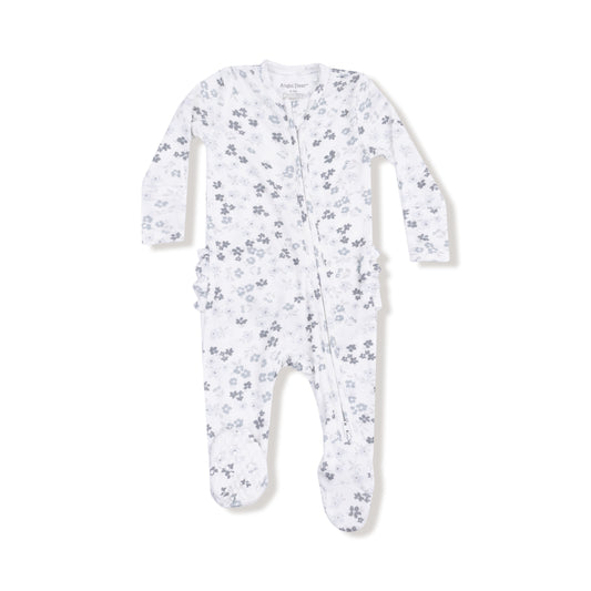 Baby onesie with floral pattern on a white background