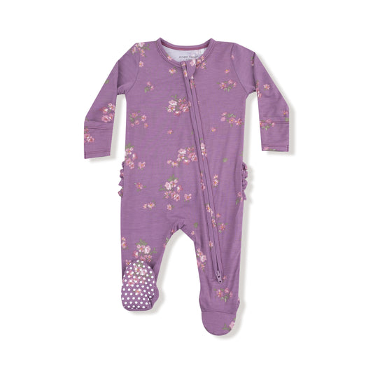 Dusty Rose Ruffle Zip Footie
