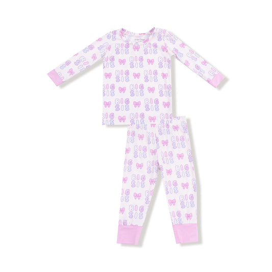 Children's pajama set with butterfly pattern on a white background