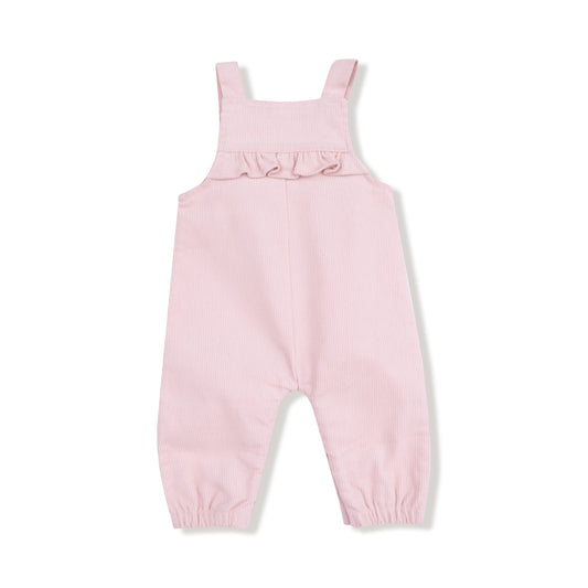 Veiled Pink Ruffle Cord Overall