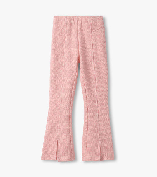 Flamingo Pink Herringbone Bell Bottoms