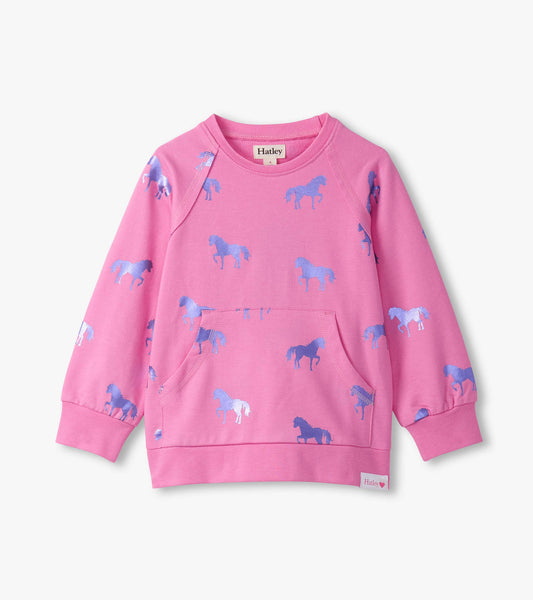 Pink Shimmer Horses Sweatshirt