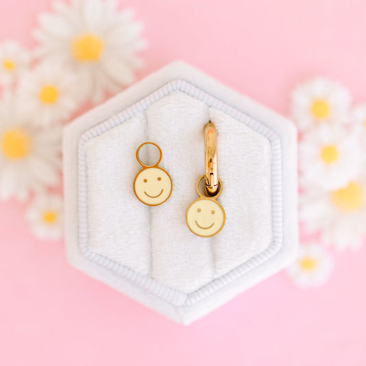 Gold Yellow Smiley Charms