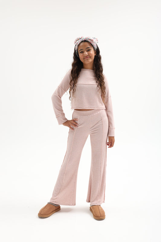 Moscato Pink Ribbed Pants