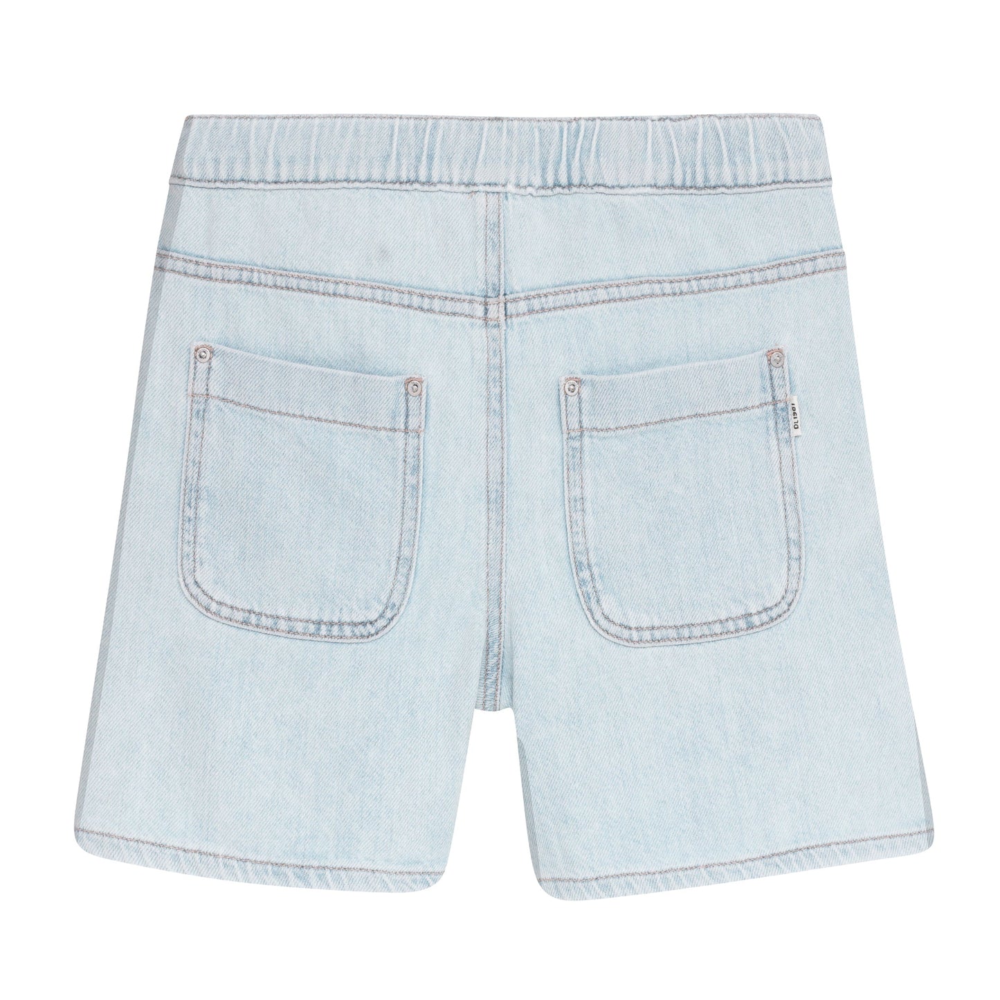 Light blue denim shorts on a white background