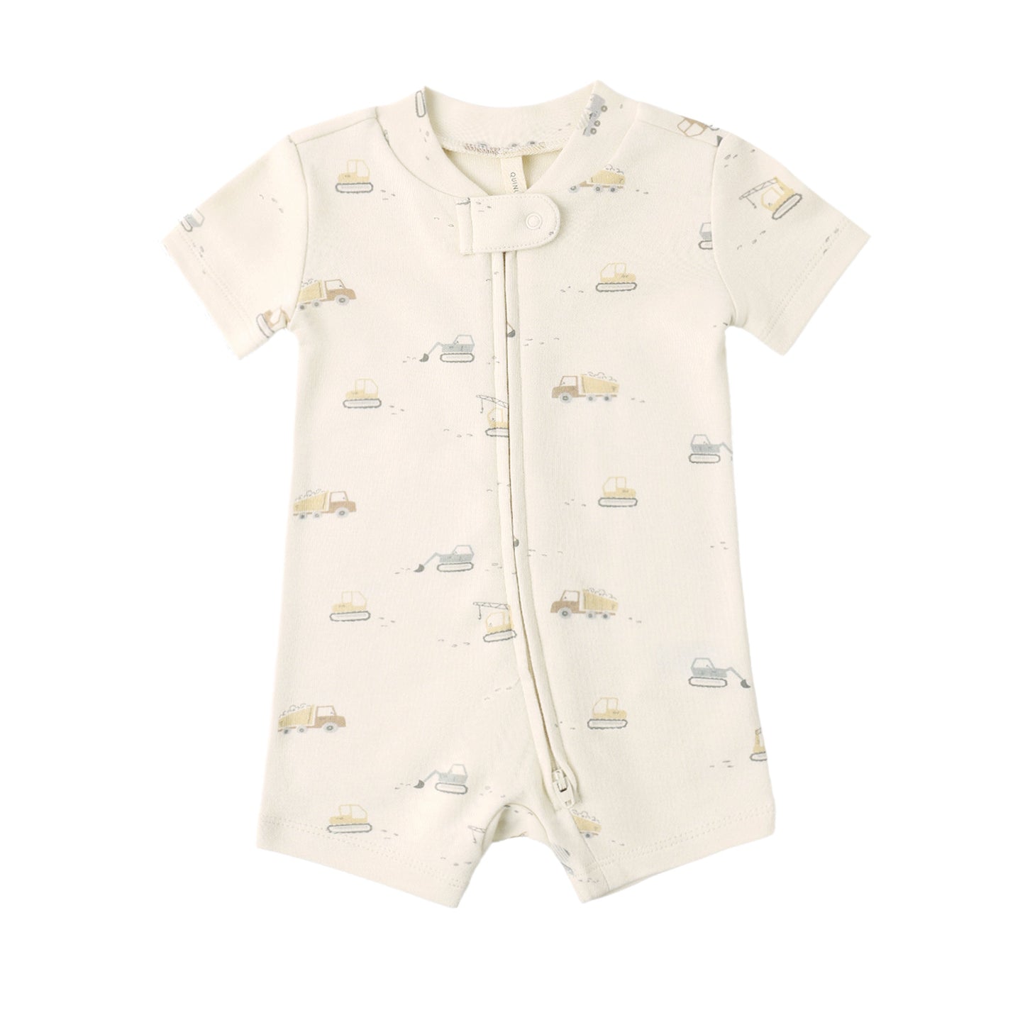 Baby romper with car pattern on a white background