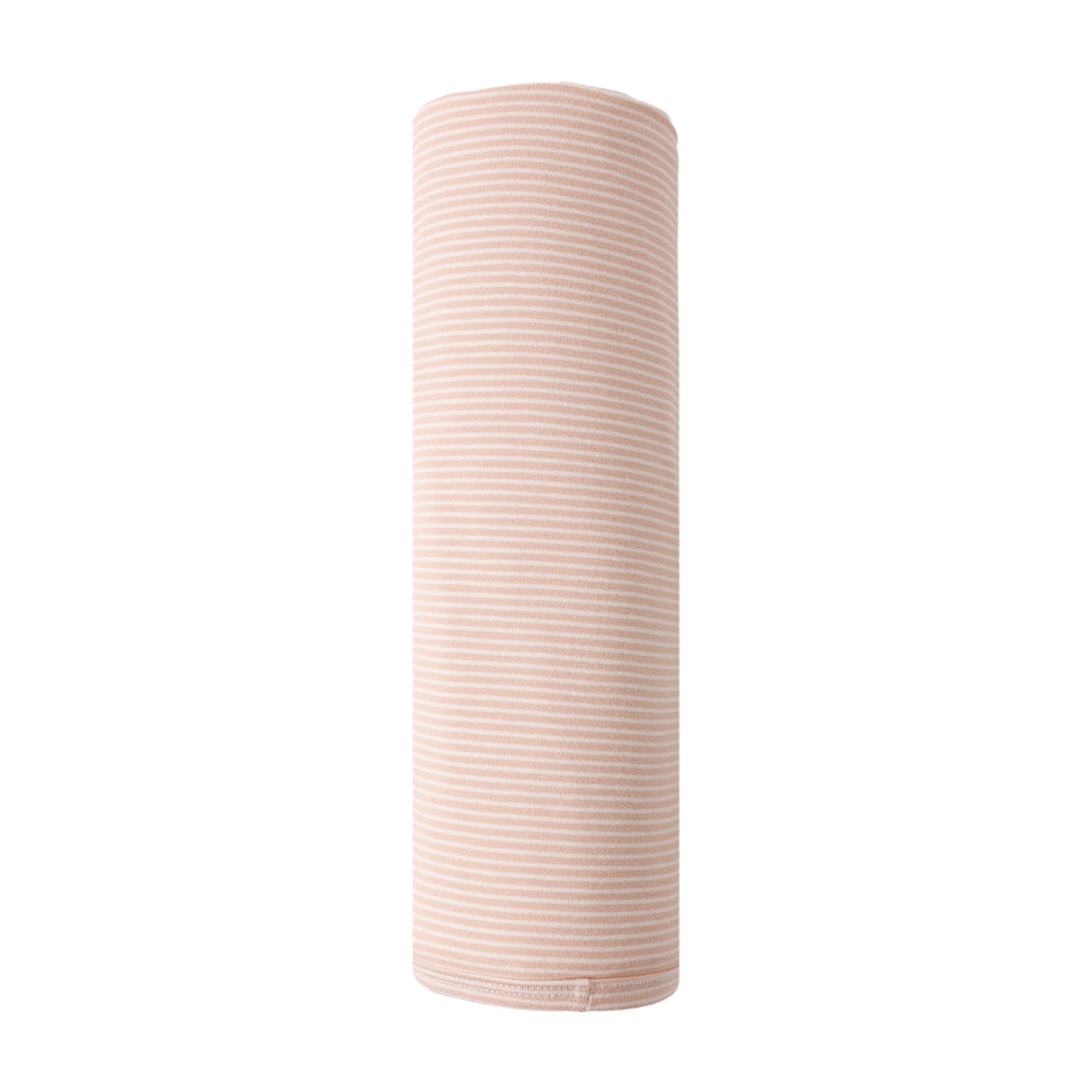 Cylindrical pink vase with ribbed texture on a white background