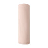Cylindrical pink vase with ribbed texture on a white background