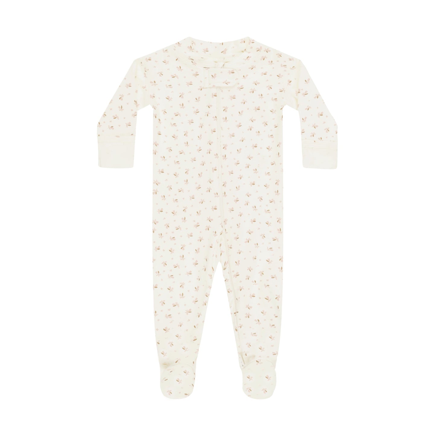 Baby onesie with a subtle pattern on a white background