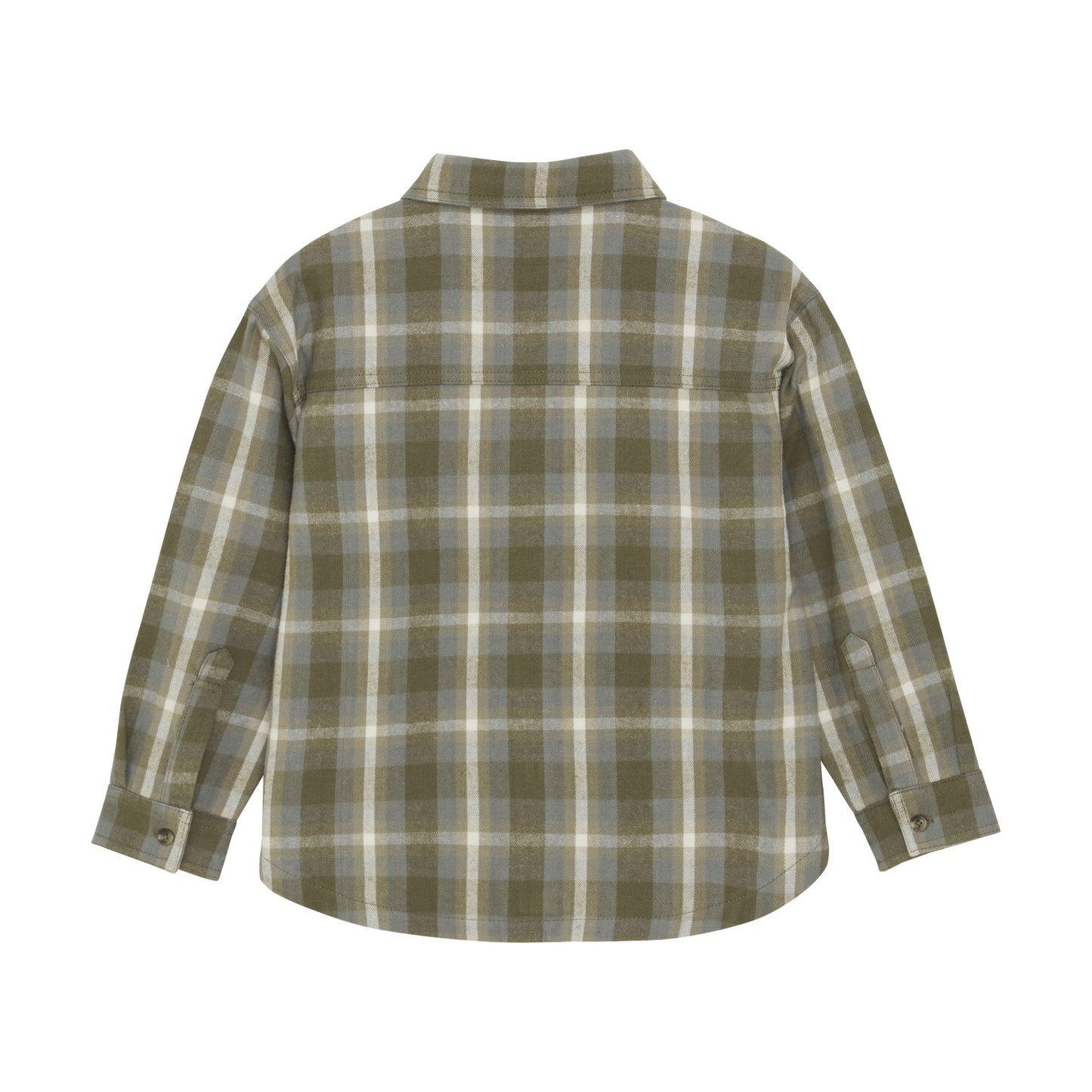 Olive Grey Plaid Flannel Shirt