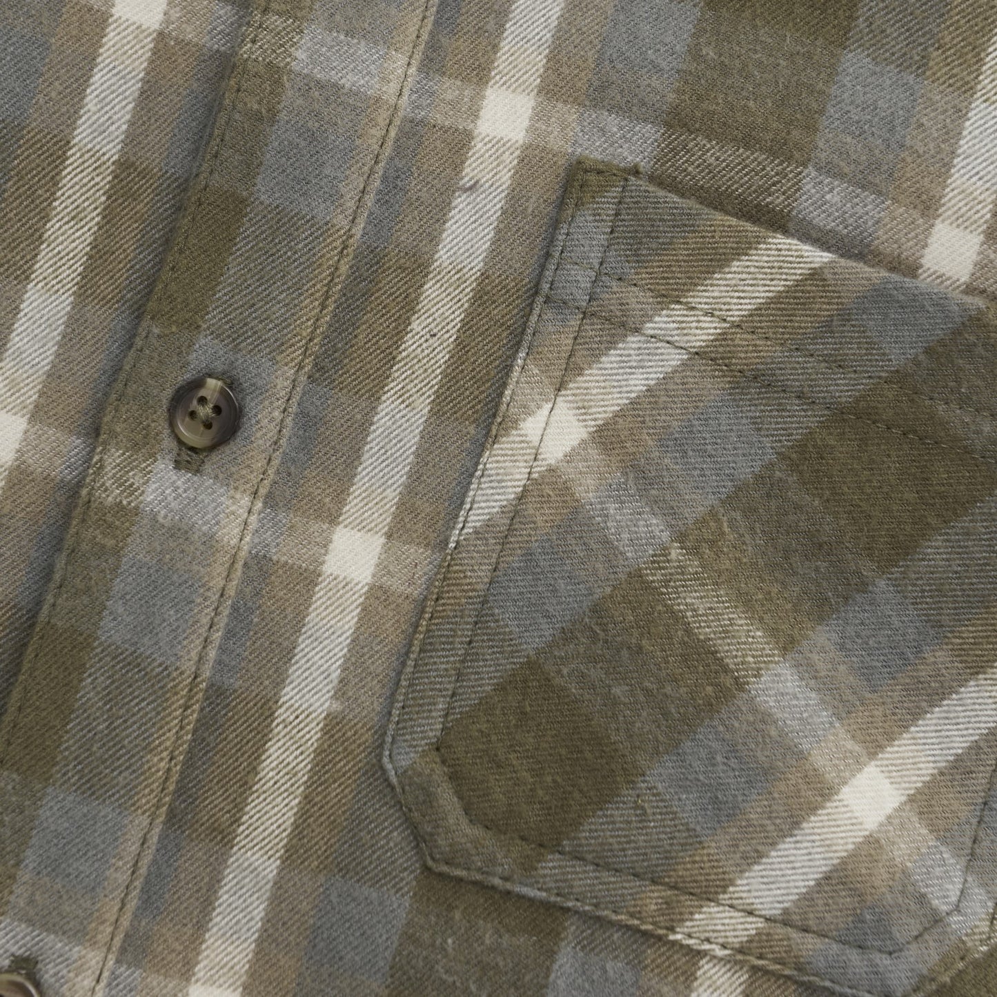 Olive Grey Plaid Flannel Shirt