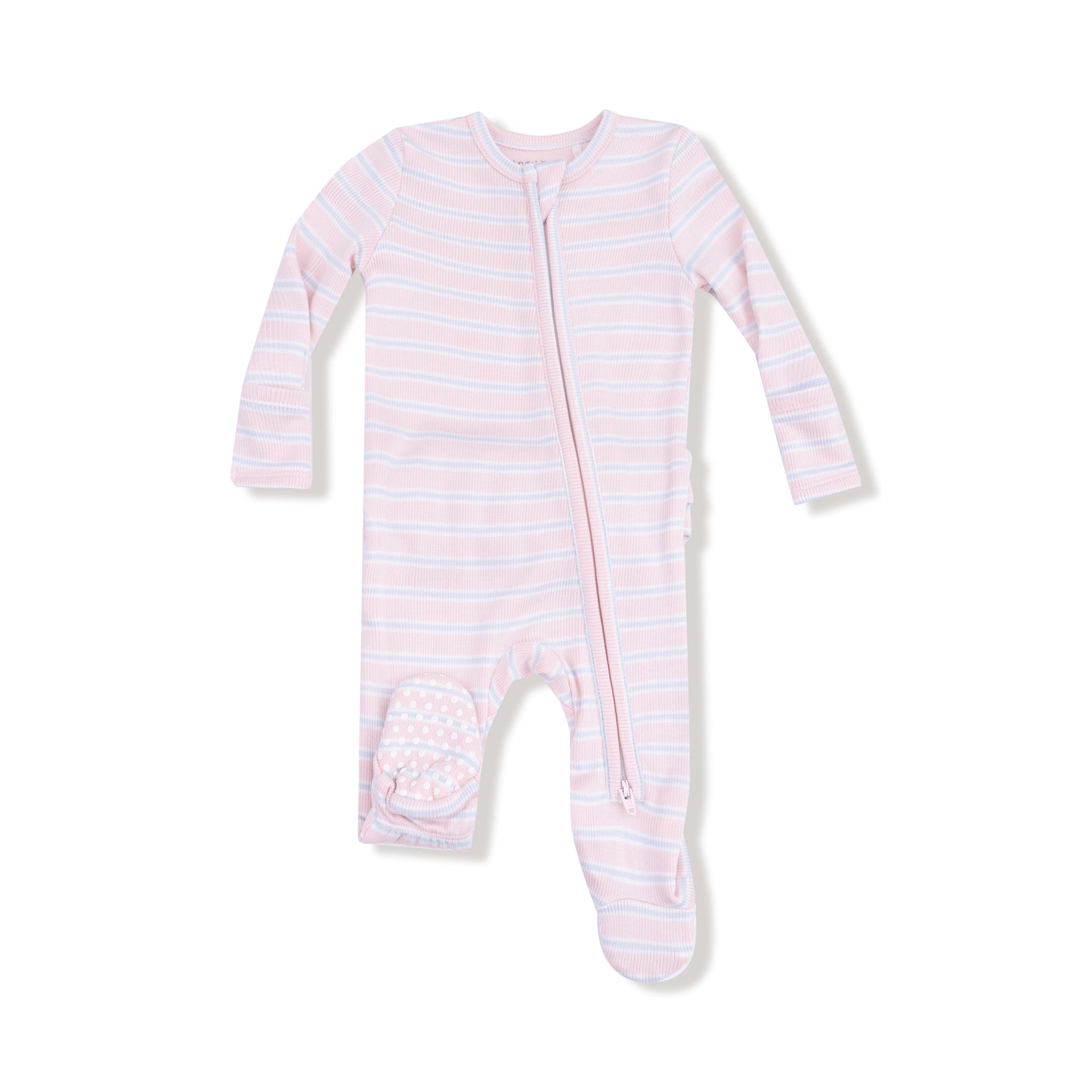 Pink Multi Stripe Ruffle Footie