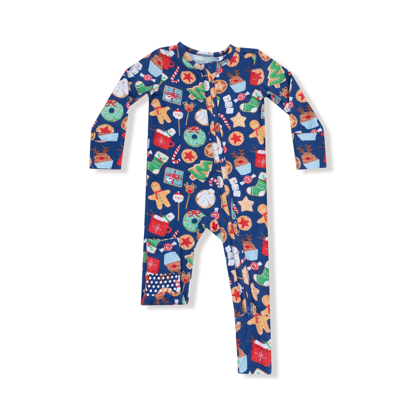 Children's onesie with festive pattern on a white background
