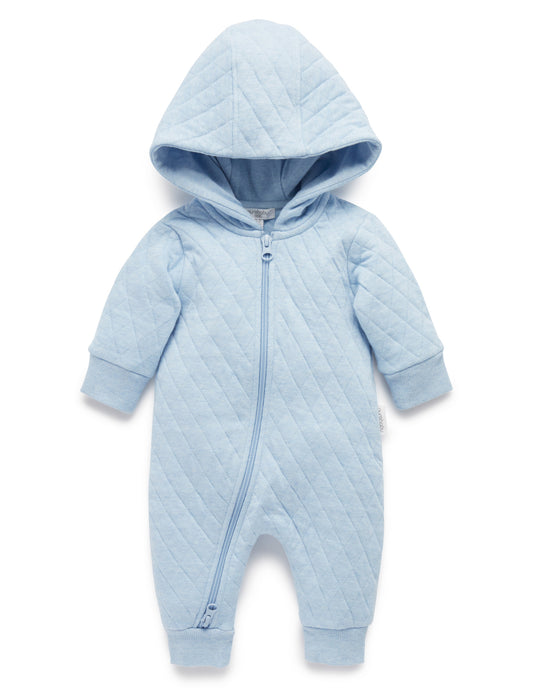 Blue Quilted Hooded Romper
