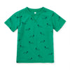 Green t-shirt with black dog pattern