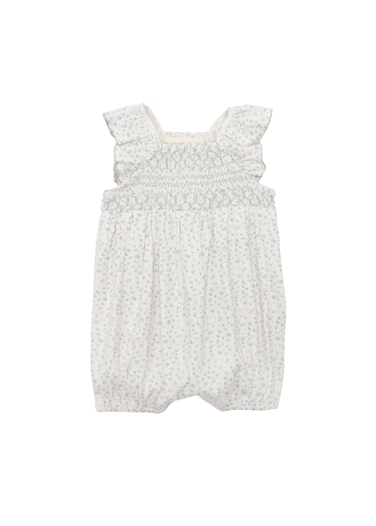 Blue Floral Smocked Romper