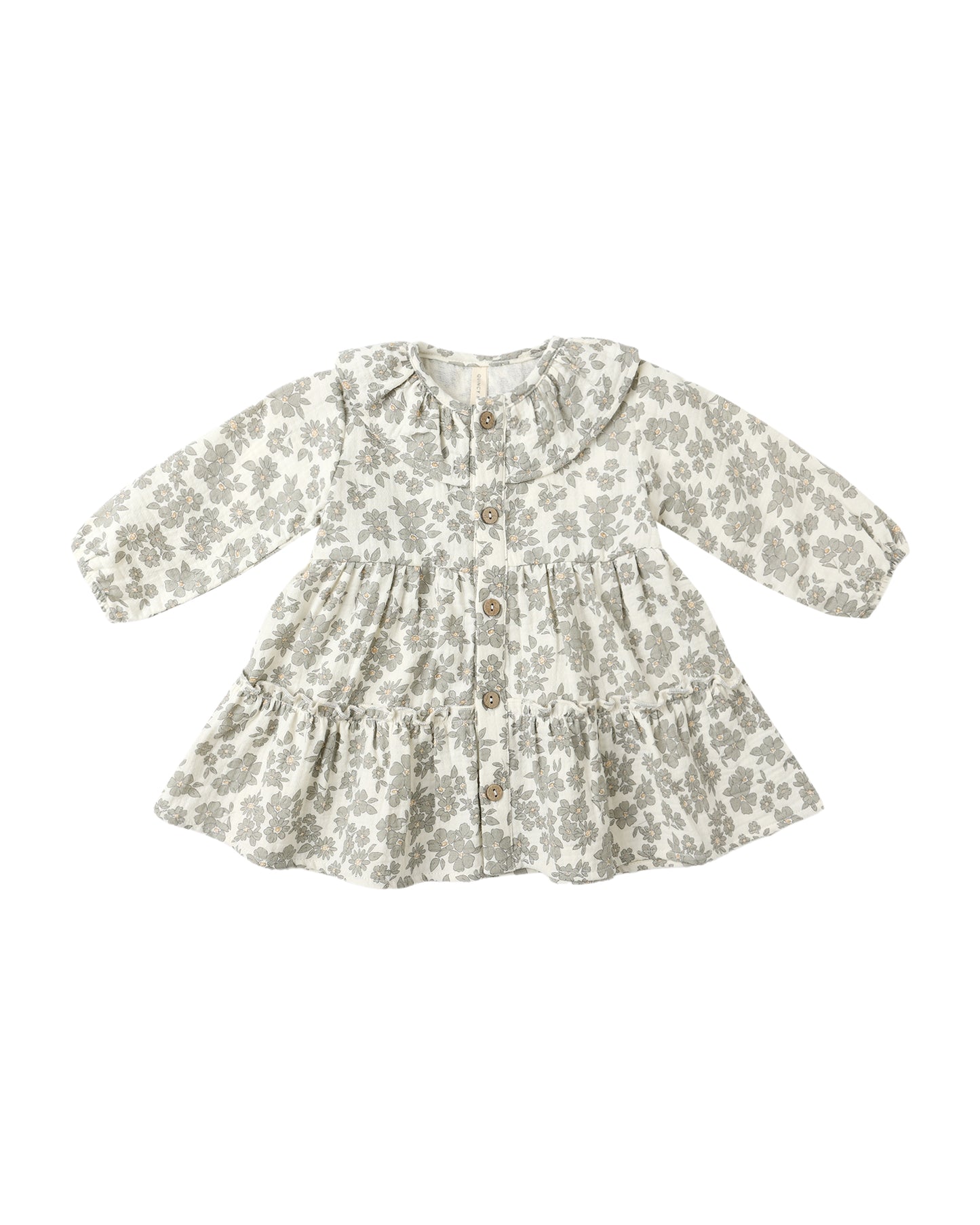 Green Floral Ruffle Collar Dress
