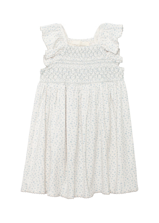 Blue Floral Smocked Dress