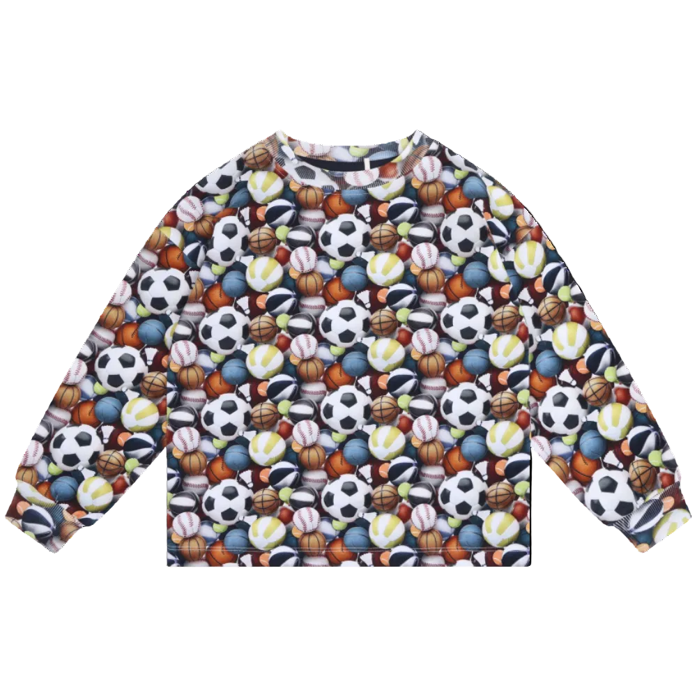 Sweatshirt with sports ball pattern on a white background
