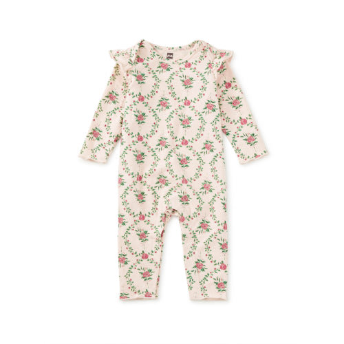 Floral Lattice Ruffle Romper