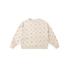 Beige sweatshirt with small heart patterns on a white background