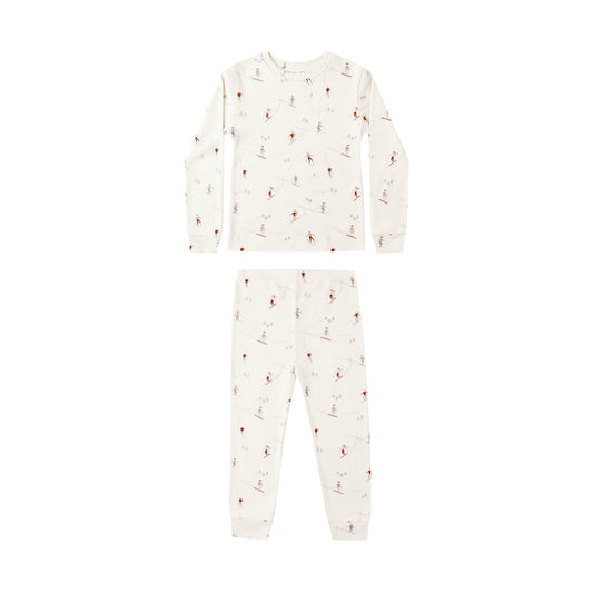 Children's pajama set with long-sleeve top and pants on a white background