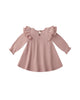 Rose Long Sleeve Flutter Dress