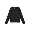 Black ribbed long-sleeve shirt on a white background