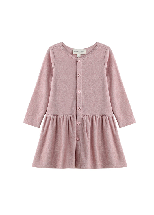 Pink Flower Button Dress