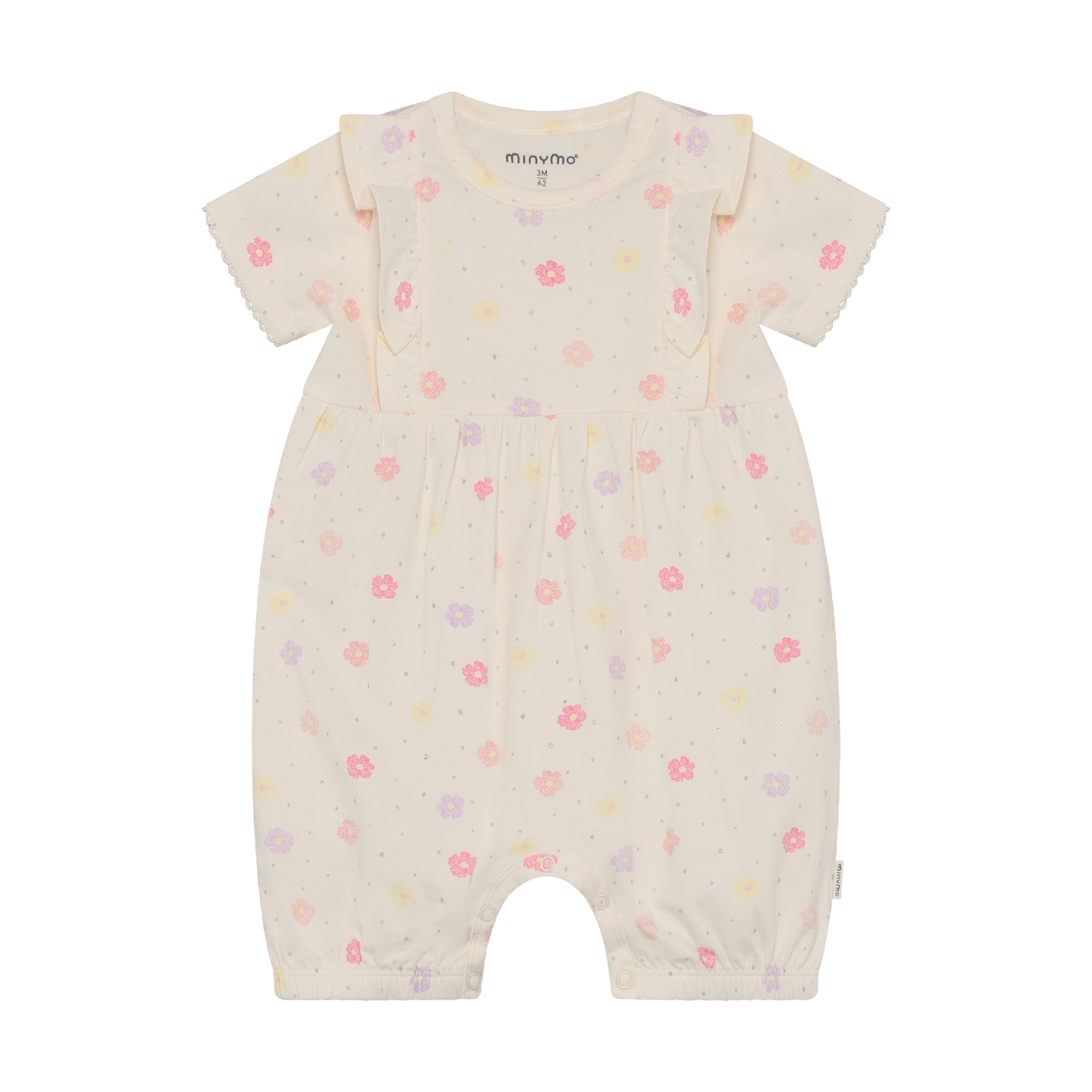 Baby romper with floral pattern on a white background