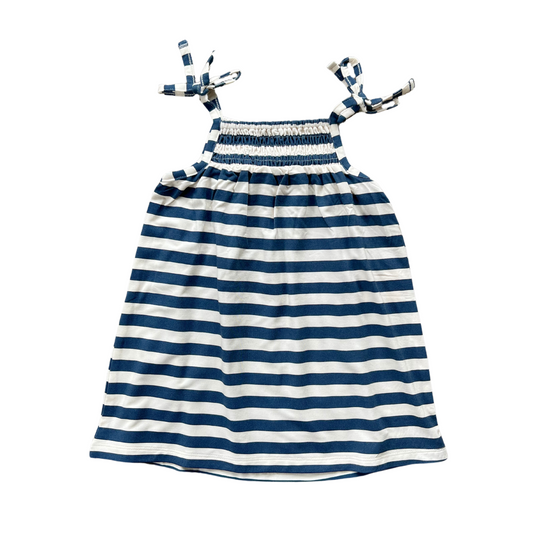 Navy Stripe Smocked Dress