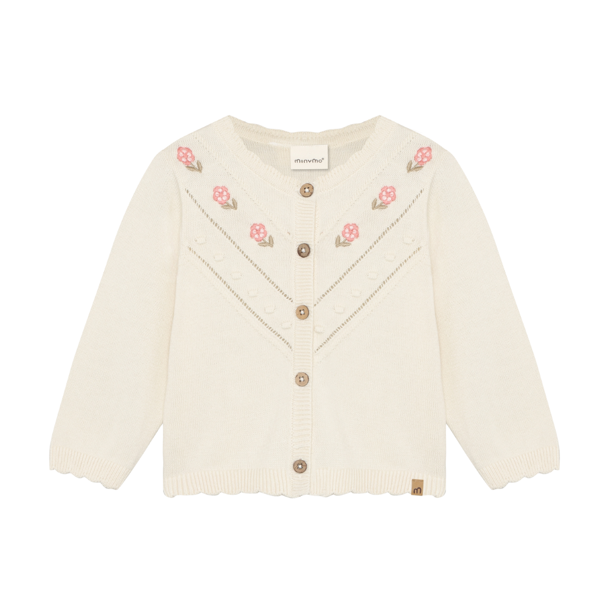 Cream-colored cardigan with floral embroidery