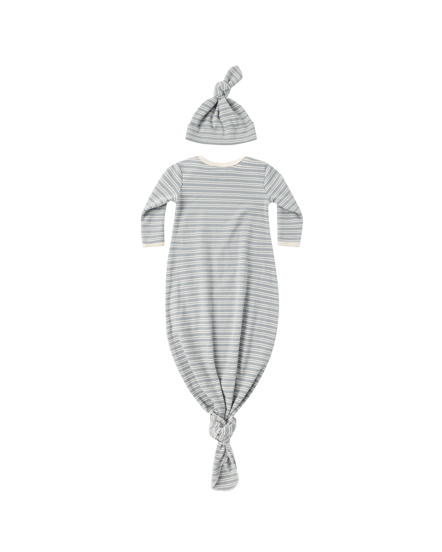 Steel Blue Stripe Gown & Hat