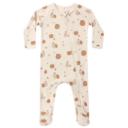 Baby onesie with pumpkin pattern on a white background