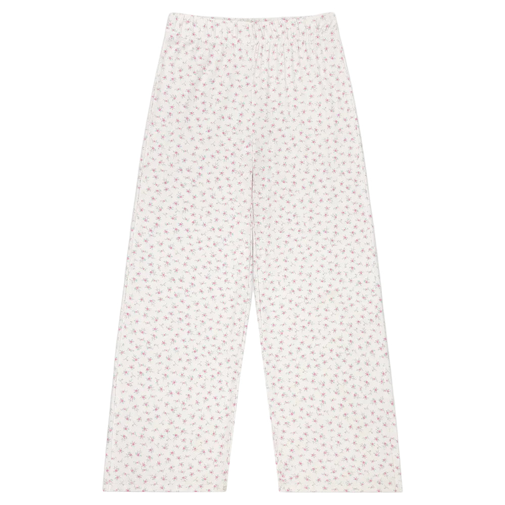 White pants with a subtle pattern on a white background