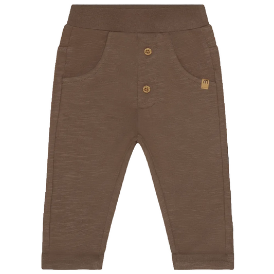 Brown baby pants with buttons on a white background