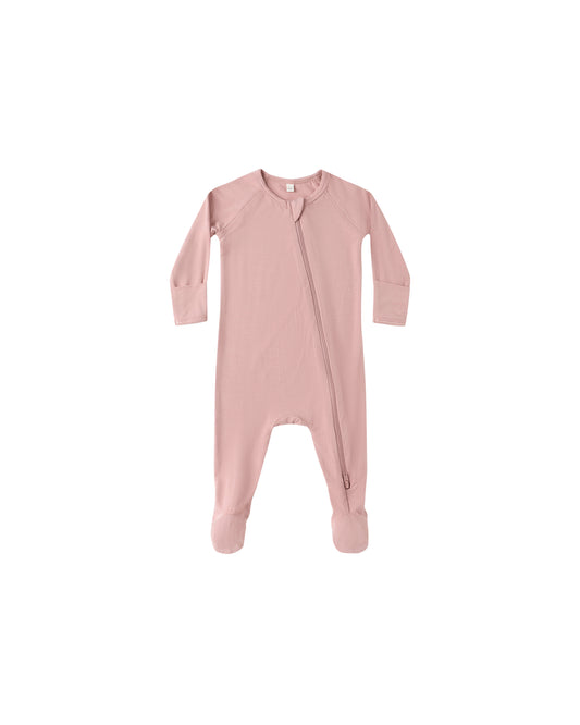Rose Solid Bamboo Zip Footie