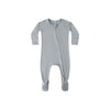 Steel Blue Solid Bamboo Zip Footie