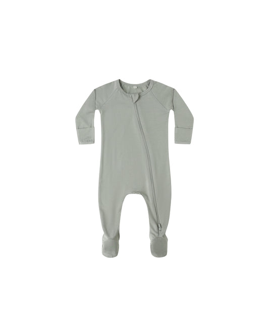Fern Solid Bamboo Zip Footie