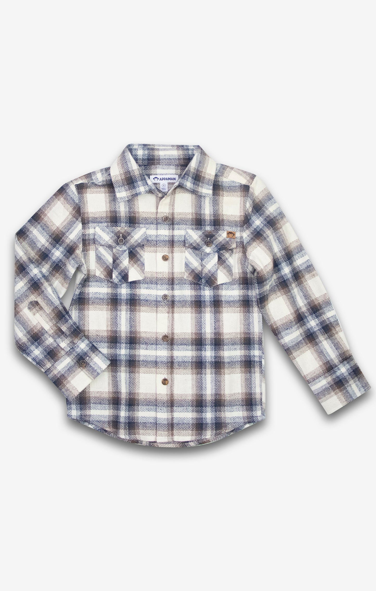 Navy Brown Plaid Flannel Shirt