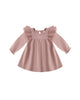 Rose Long Sleeve Flutter Dress