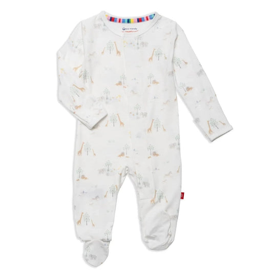 White Serene Safari Magnetic Footie 130 BABY BOYS/NEUTRAL APPAREL Magnetic Me 