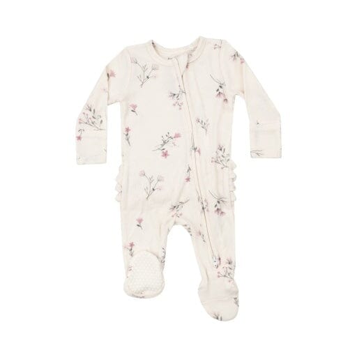 Wispy Floral Ruffle Back Zip Footie Baby Girls Footies ANGEL DEAR 