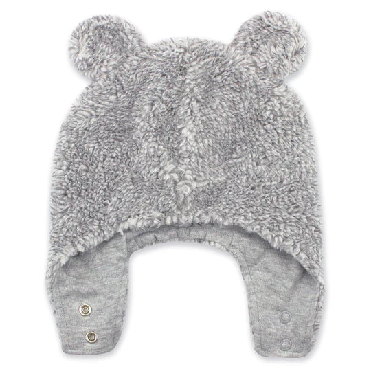 Heather Gray Furry Bear Hat