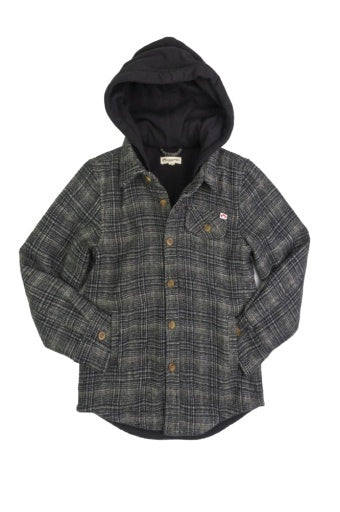 Moss Plaid Hooded Shacket