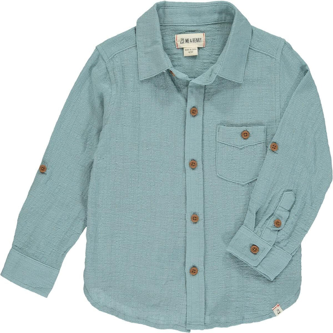 Aqua Cotton Shirt 140 BOYS APPAREL 2-8 Me+Henry 2/3 