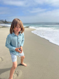 Aqua Cotton Shirt 140 BOYS APPAREL 2-8 Me+Henry 