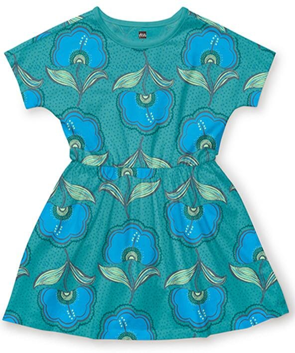 Aqua Hibiscus Twirl Dress 150 GIRLS APPAREL 2-8 Tea 2 